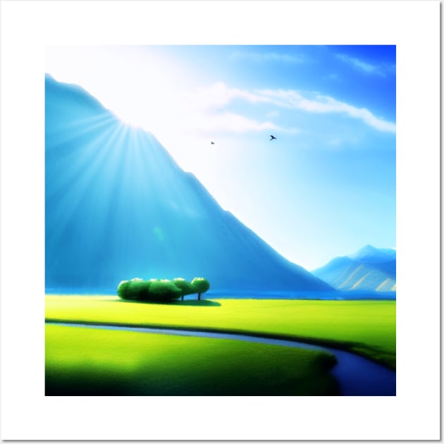 Summer Sun in the Hidden Mountain Valley Digital Art (MD23SMR012) Wall Art by Maikell Designs